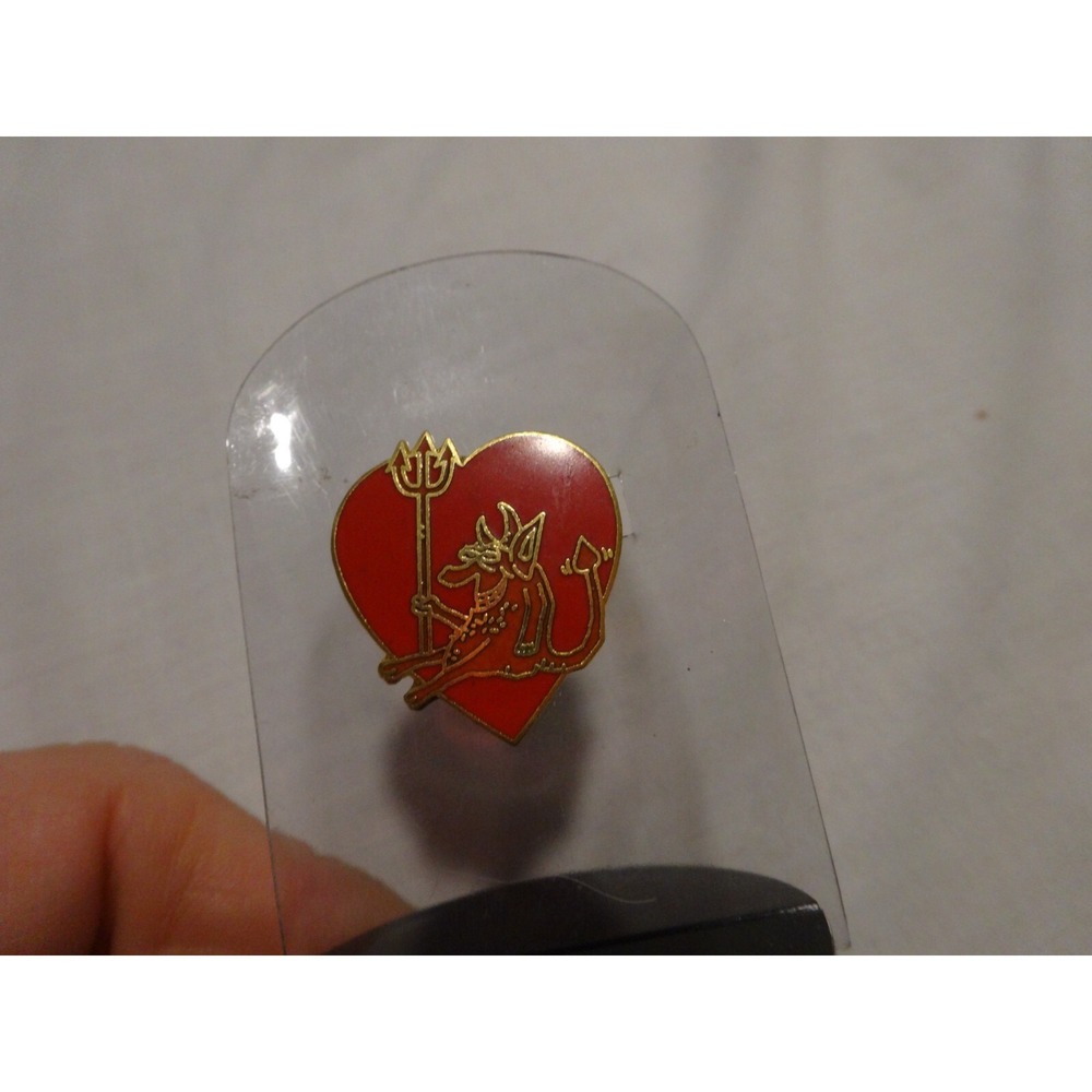 Vintage DEVIL Heart PIN Enameled American Greetings Early Bubble Case 1960s
